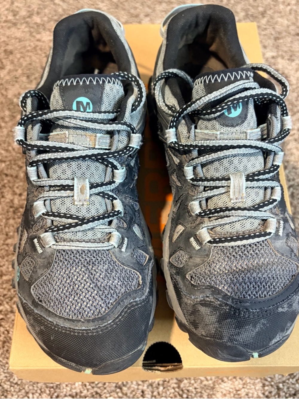 Merrell Blaze Aero Women's Gray and Teal Trail hiking Shoes size 8.5 - Picture 2 of 8
